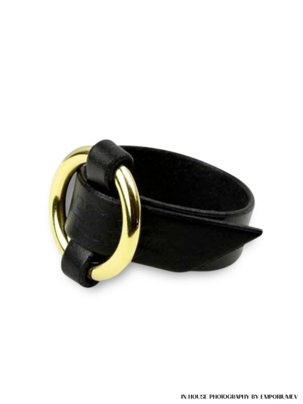 E.L.F Zhou Women's Cuff WOVEN O-RING Bracelet Leather 24 K Gold One Size